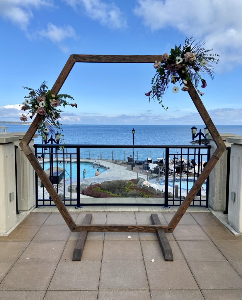 wooden hexagonal archway