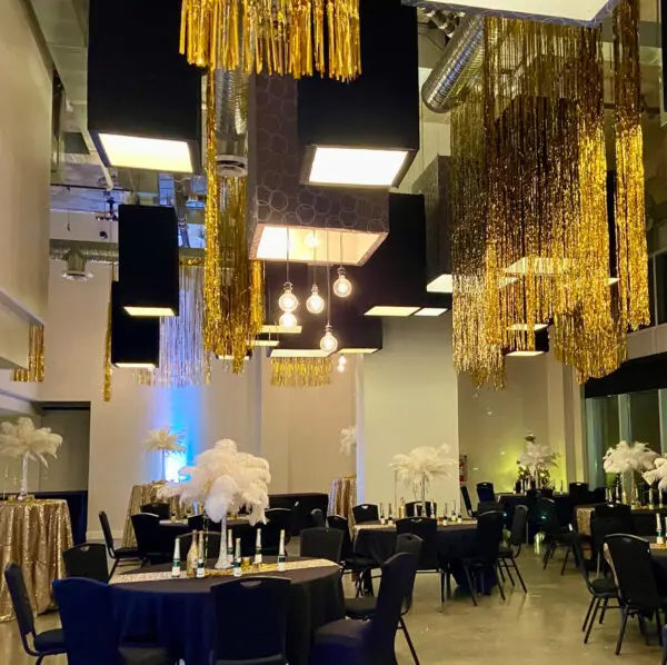 Fringe Ceiling Treatment by Designer Weddings