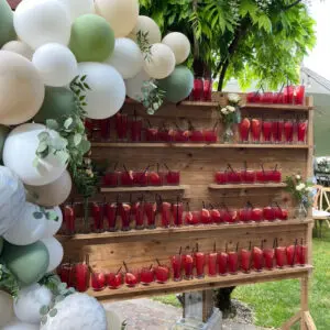 Wooden Drink Wall by Designer Weddings