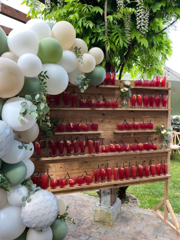 Wooden Drink Wall by Designer Weddings