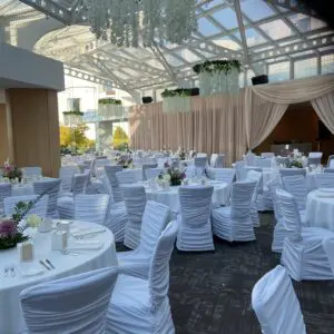 Hanging greenery ceiling package by Designer Weddings