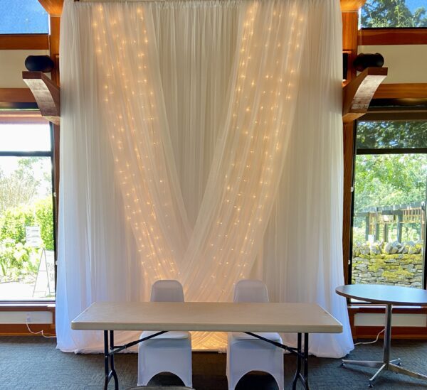 voile backdrop by designer Weddings