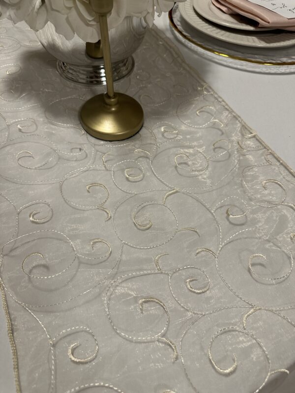 khaki embroidered table runner