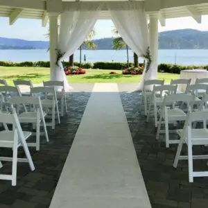 white plush carpet aisle runner