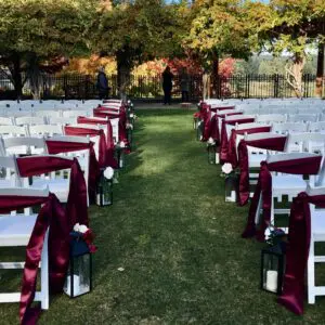 Chair sash aisle decor