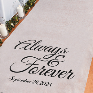 monogrammed aisle runner by designer weddings