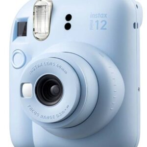 A close up of the front of an instax mini 1 1 camera.