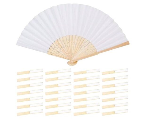 A white fan with many smaller sticks of paper