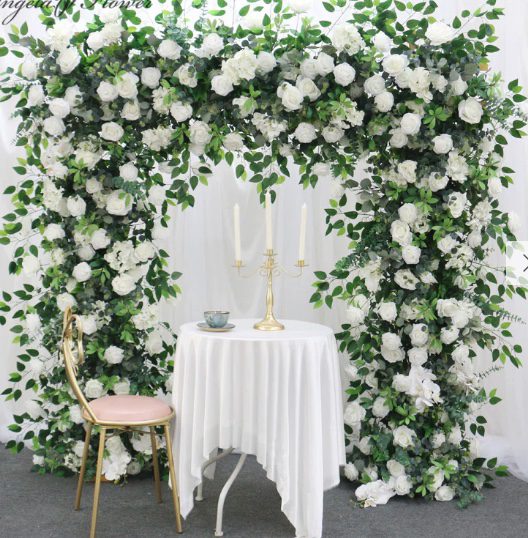 Greenery and white flower archway