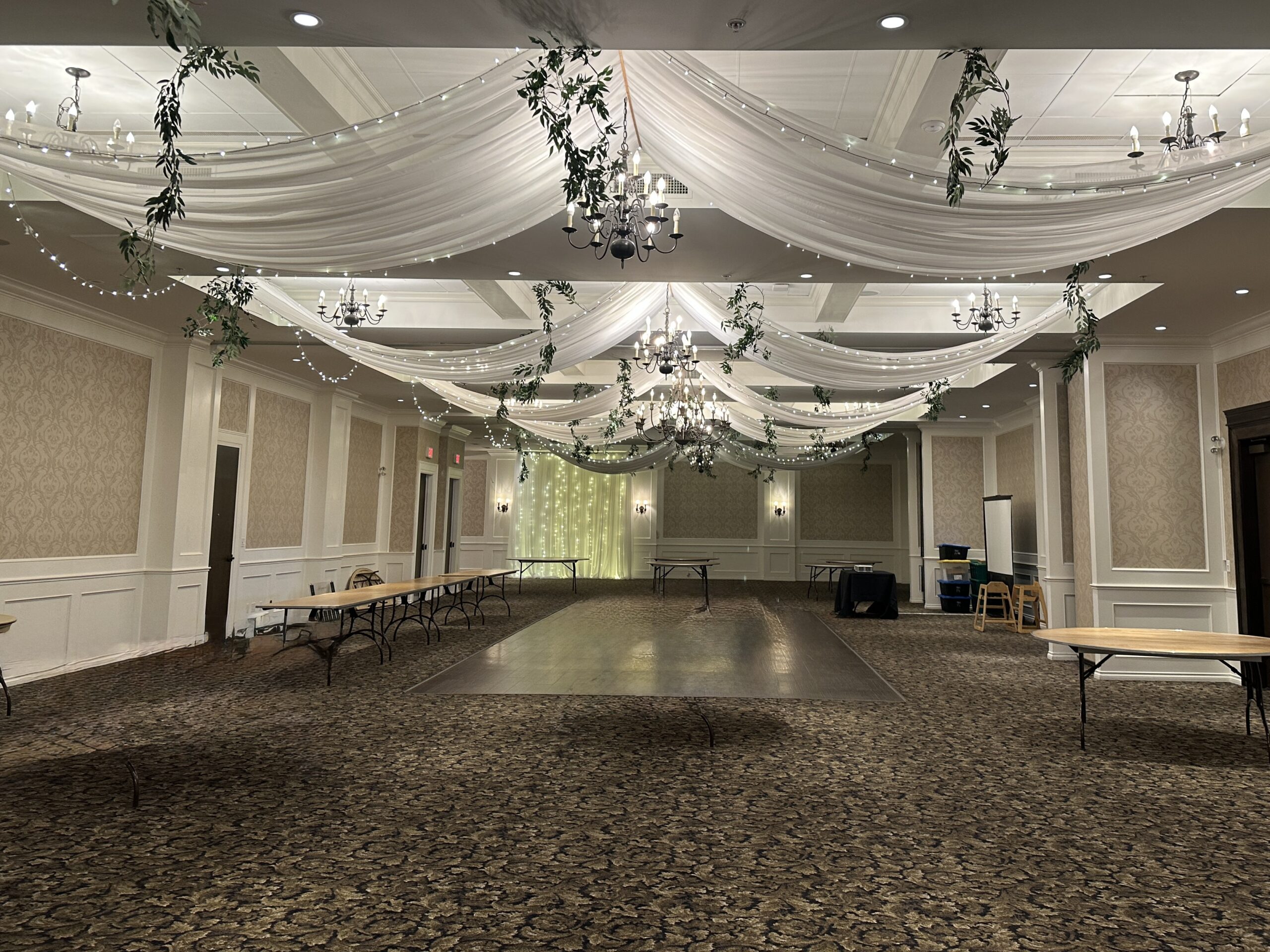 Ceiling treatment by Designer Weddings
