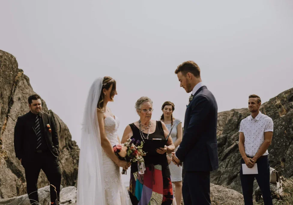 A couple getting married on the beach